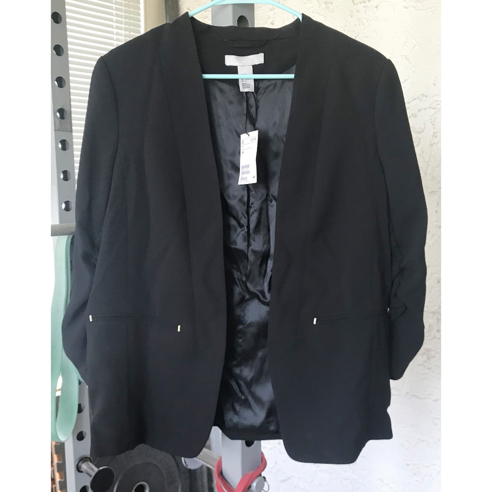 Black Ruched 3/4 Sleeve Blazer H&M BNWT